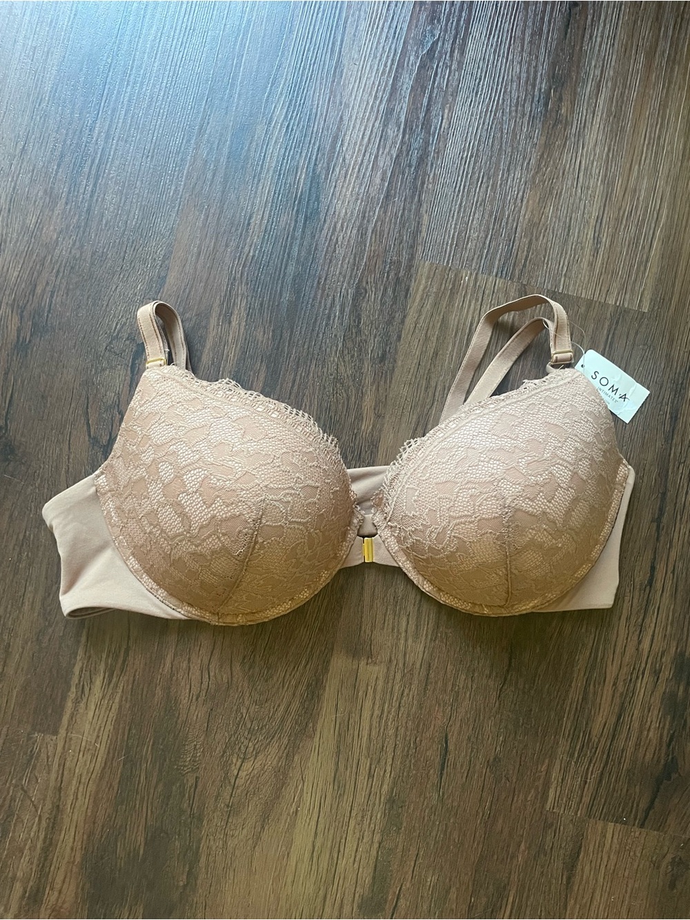 NEW Soma 40C Warm Sienna Embraceable Enchanting Lace Front Close Push Up Bra NWT